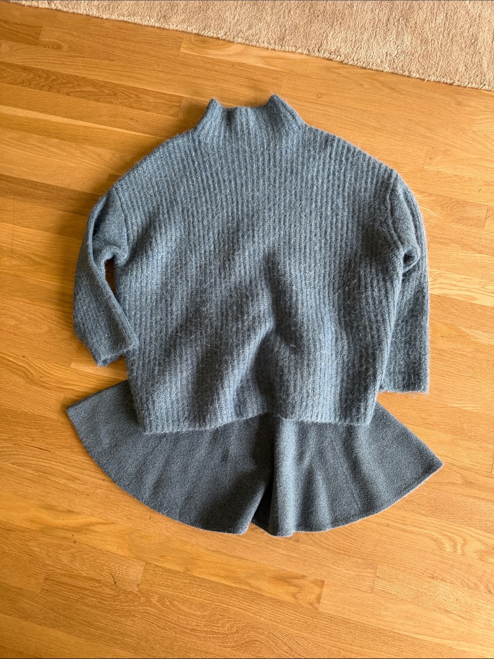 Cozy Ribbed Turtleneck Sweater + Skirt Set